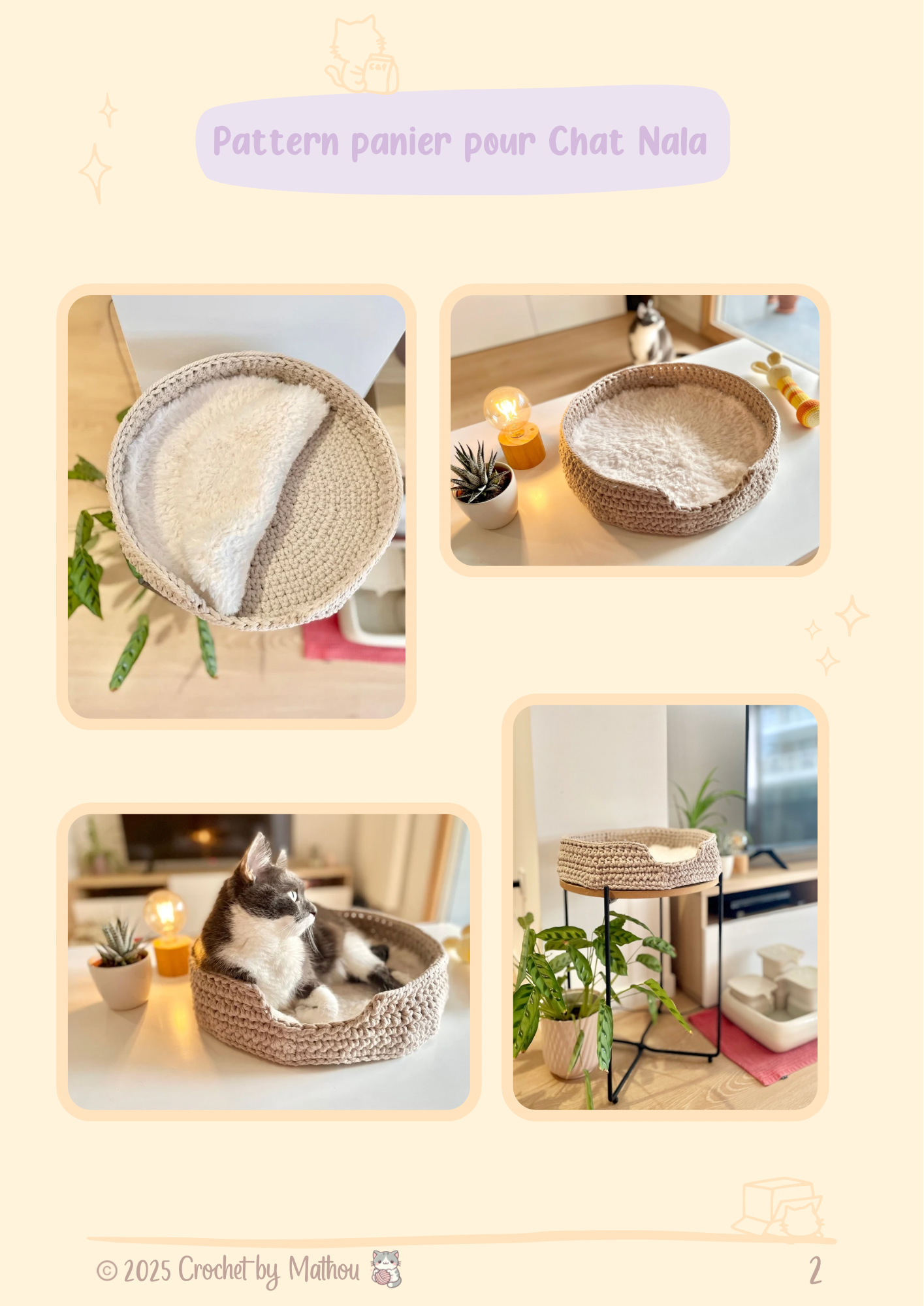 Pattern panier pour chat Nala