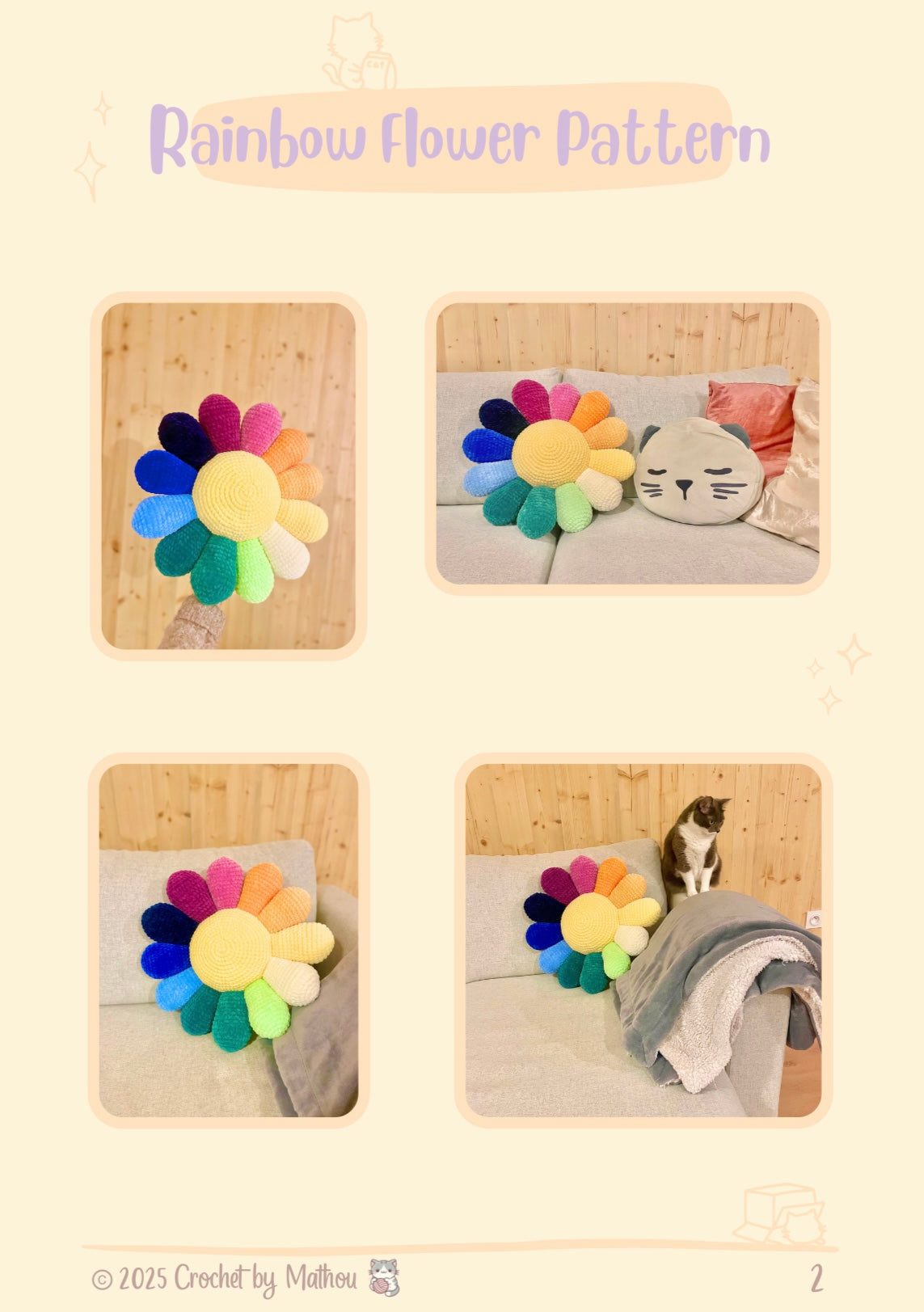 Rainbow Flower Pattern - English Version - PDF
