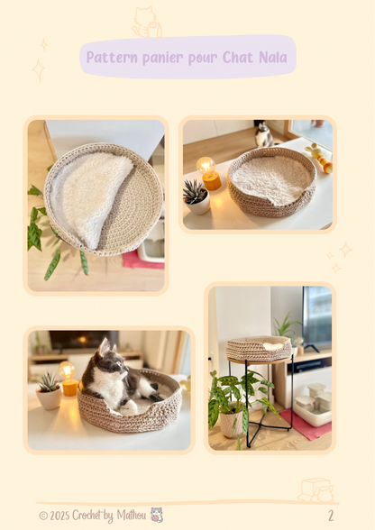 Pattern panier pour chat Nala